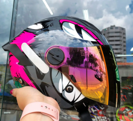 Capacete Norisk Neo Hyena (Aberto) Cinza/Rosa