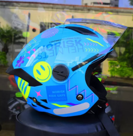 Capacete Norisk Neo Buddy (Aberto) Azul/Amarelo