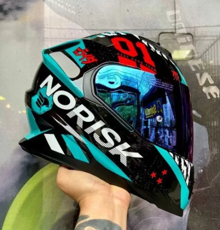 Capacete Norisk FF302 Soul Tokyo - Preto/Azul/Laranja + VISEIRA BRINDE