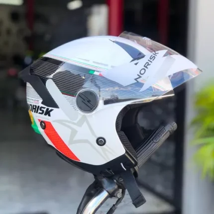 Capacete Norisk Neo Grand Prix Italy (Aberto) Preto/Branco Brilho