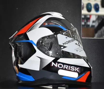 Capacete Norisk Strada Drive Branco Azul Vermelho